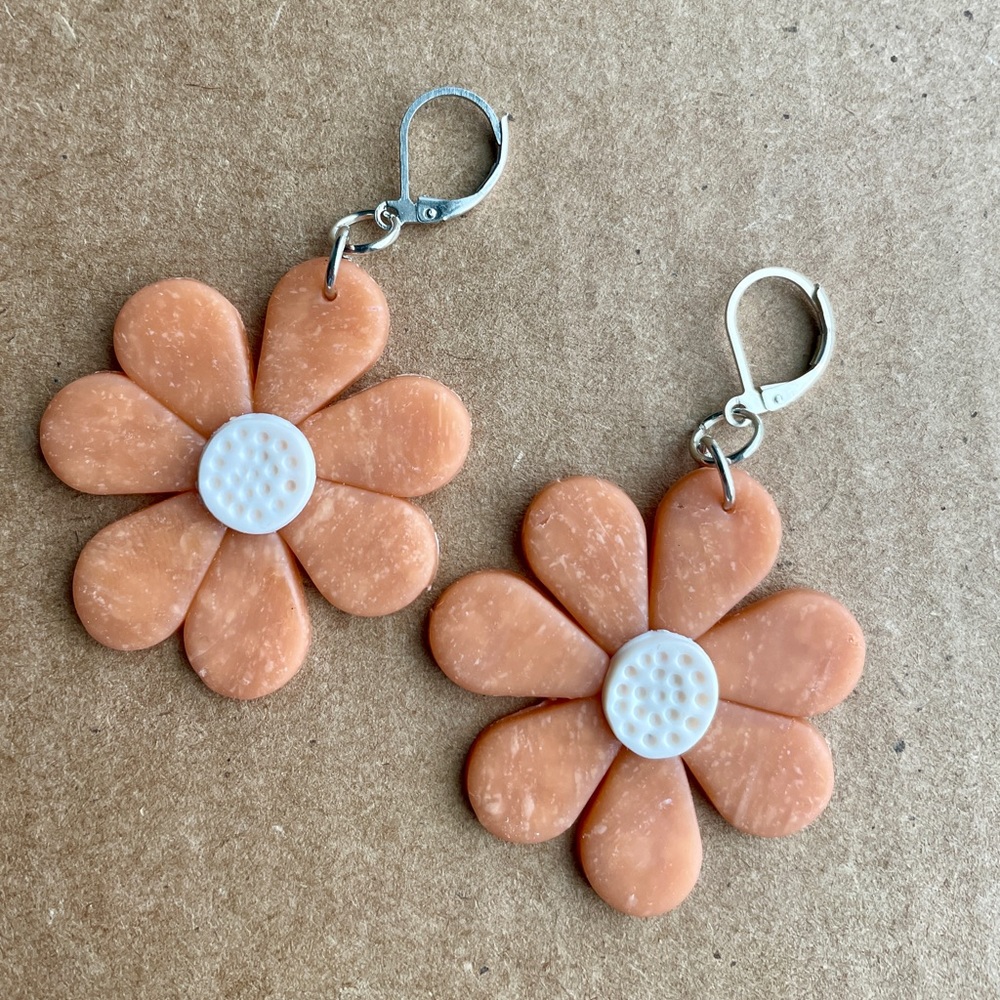 Flower polymer clay dangly earrings